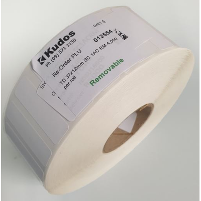 Thermal Direct Label 1 Across Removable 37 x 12 Roll of 4,000