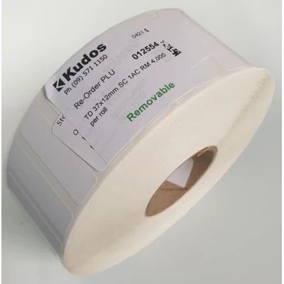 Thermal Direct Label 1 Across Removable 37 x 12 Roll of 4,000-rolls---1-across-Kudos Solutions Limited