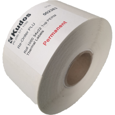 Thermal Direct Label  1 Across Permanent  34 x 22  Roll of 1,000