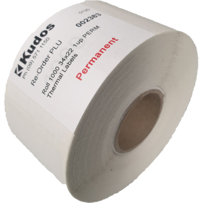 Thermal Direct Label  1 Across Permanent  34 x 22  Roll of 1,000-rolls---1-across-Kudos Solutions Limited