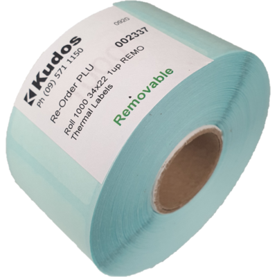 Thermal Direct Label  1 Across Removable  34 x 22  Roll of 1,000