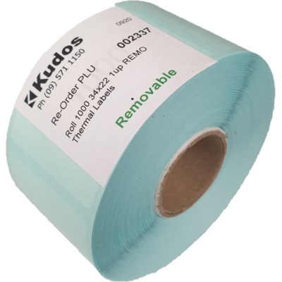 Thermal Direct Label  1 Across Removable  34 x 22  Roll of 1,000-rolls---1-across-Kudos Solutions Limited