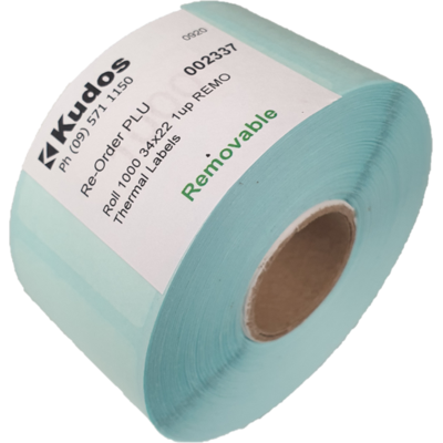 Thermal Direct Label  1 Across Removable  34 x 22  Roll of 1,000-rolls---1-across-Kudos Solutions Limited