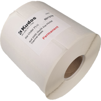 Thermal Direct Label  2 Across Permanent  35 x 25  Roll of 2,000-rolls---2-across-Kudos Solutions Limited