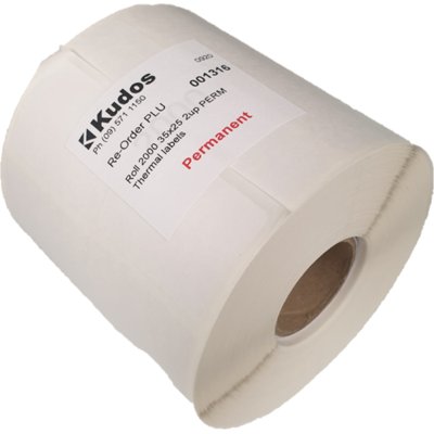 Thermal Direct Label  2 Across Permanent  35 x 25  Roll of 2,000-rolls---2-across-Kudos Solutions Limited